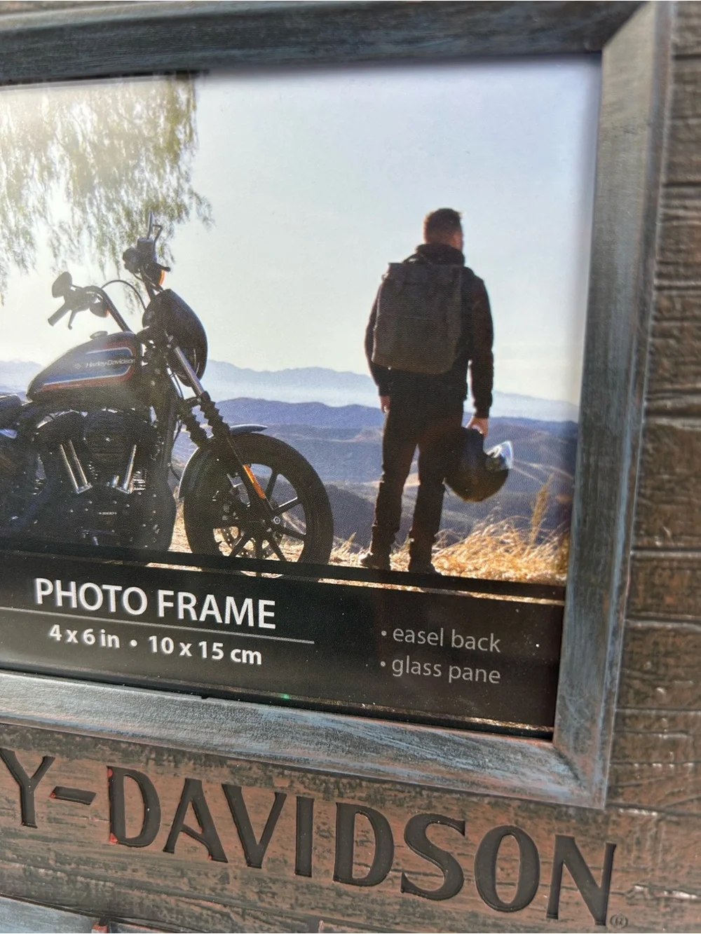 Harley-Davidson Industrial Faux Metal & Wood Picture Frame 4 x 6 Photo